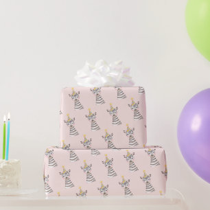 Pink Zebra Birthday Party Gift Wrapping Paper