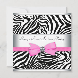 Pink Zebra Birthday Party Invitation