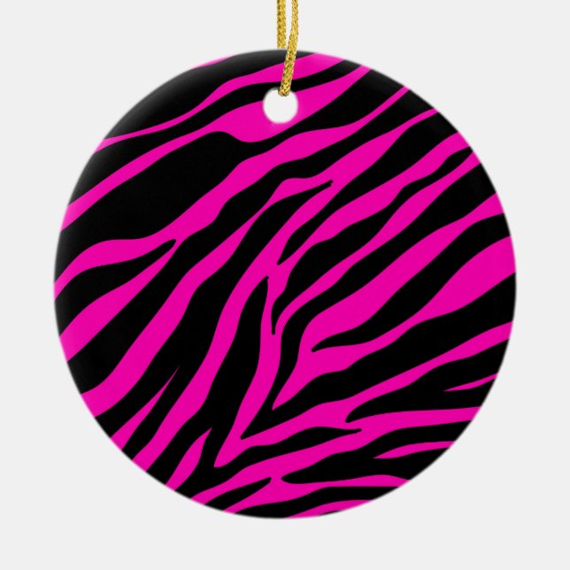 pink zebra ceramic tree decoration (Front)
