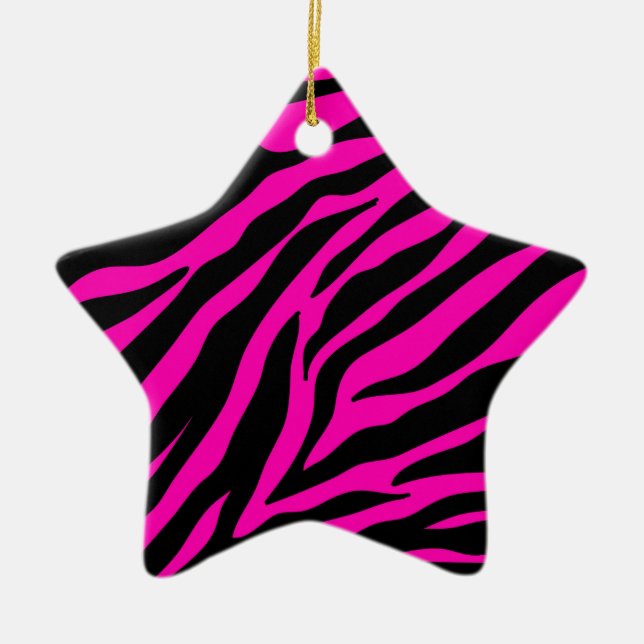 pink zebra ceramic tree decoration (Front)