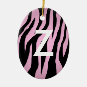 Pink Zebra Ceramic Tree Decoration