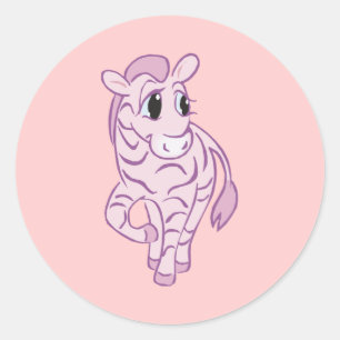 Pink Zebra Classic Round Sticker