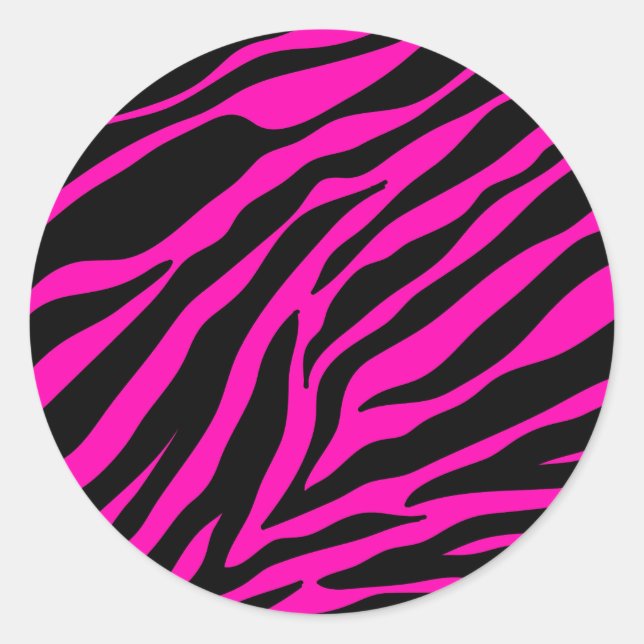 pink zebra classic round sticker (Front)