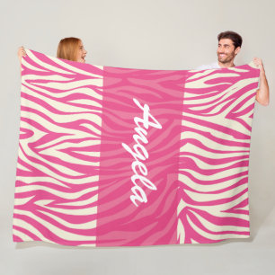 Pink Zebra Custom Fleece Warm Cosy Blanket