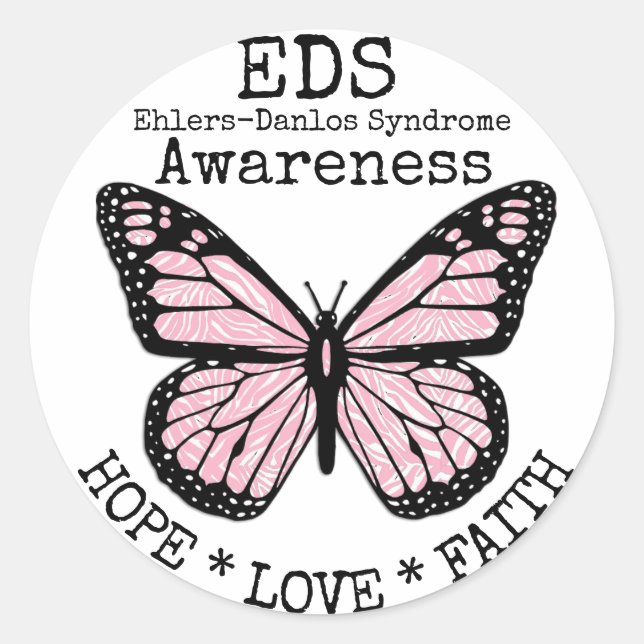 PInk Zebra Ehlers-Danlos syndrome EDS Sticker (Front)