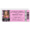 Pink Zebra Event Ticket Birthday Party Invitation
