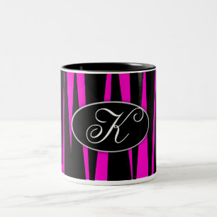 Pink Zebra Initial Monogrammed Coffee Mug