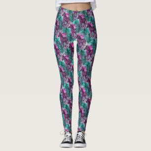 Pink Zebra Jungle Tropical Pattern Leggings
