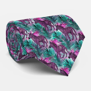 Pink Zebra Jungle Tropical Pattern Tie