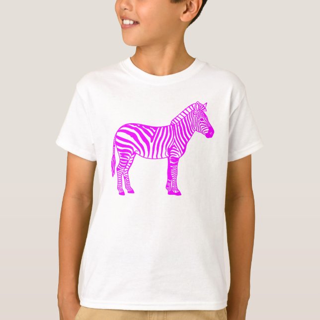 Pink Zebra Kids T-Shirt – Cute Striped Animal Tee  (Front)
