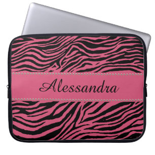 Pink Zebra Laptop Sleeve Personalised