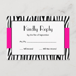 Pink Zebra Modern RSVP Card