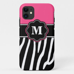 Pink Zebra Monogram Phone Case