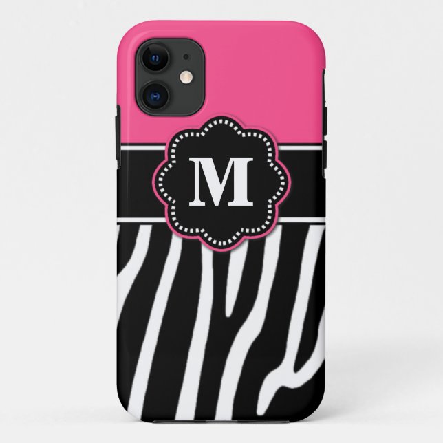 Pink Zebra Monogram Phone Case (Back)