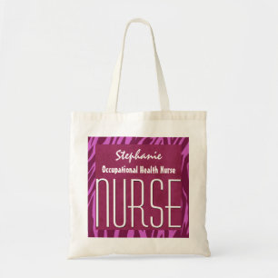 Pink Zebra OCCUPATIONAL HEALTH Nurse Custom Name Tote Bag