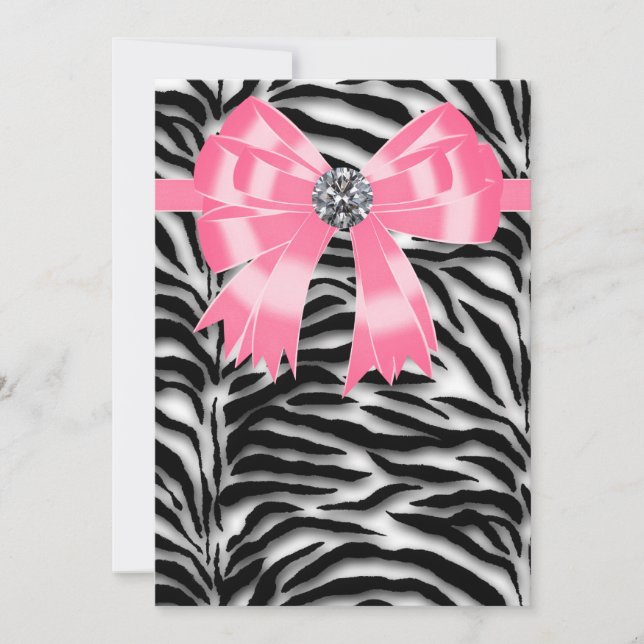 Pink Zebra Party Invitation Template (Front)