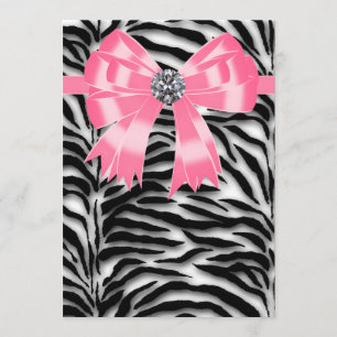 Pink Zebra Party Invitation Template