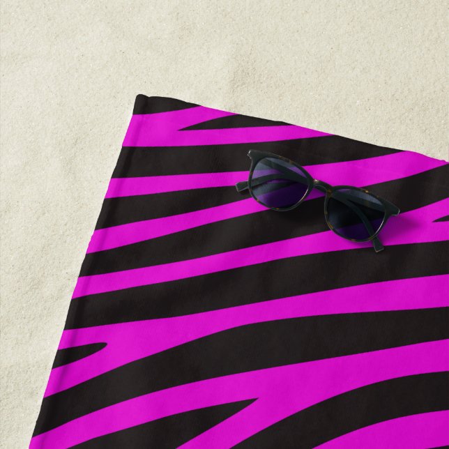 Pink Zebra Pattern Beach Towel (In Situ)