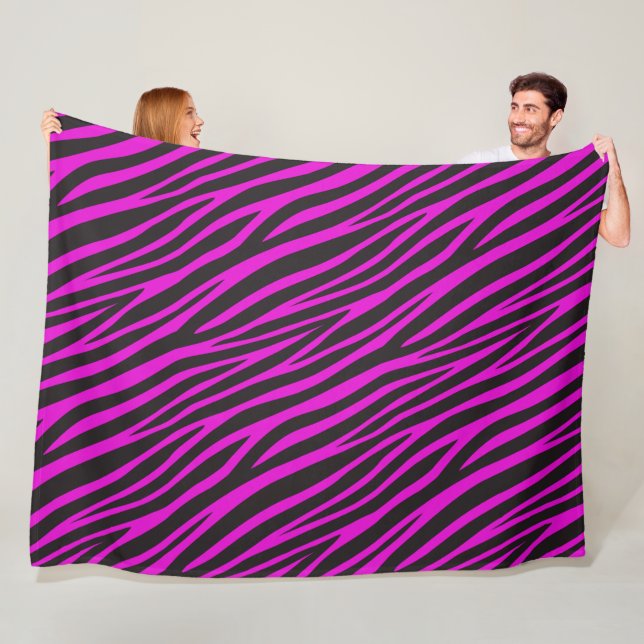 Pink Zebra Pattern Fleece Blanket (In Situ)