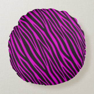 Pink Zebra Pattern Round Cushion