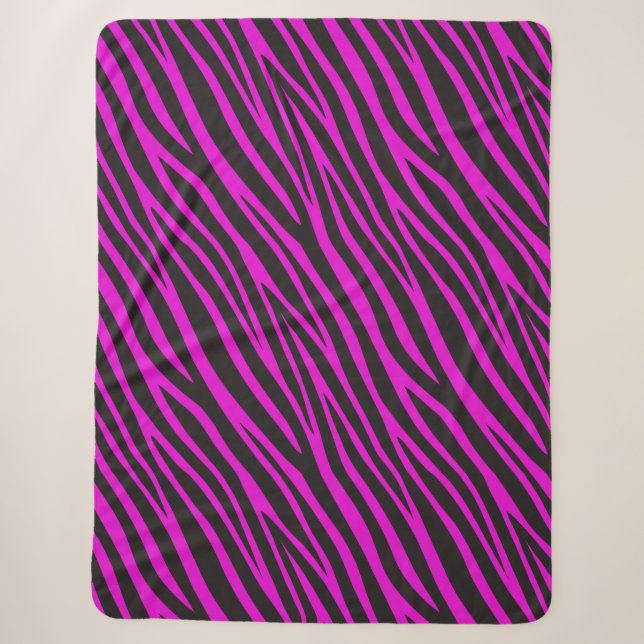 Pink Zebra Pattern Sherpa Blanket (Front)
