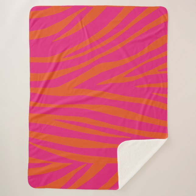 Pink Zebra Pattern Sherpa Blanket (Front)
