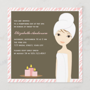 Pink Zebra Pattern Spa Bridal Shower Invitation