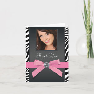 Pink Zebra Photo Thank You Cards