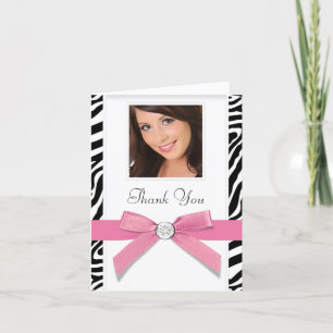 Pink Zebra Photo Thank You Cards