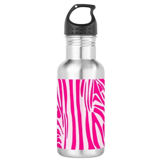 Pink zebra print 532 ml water bottle (Front)