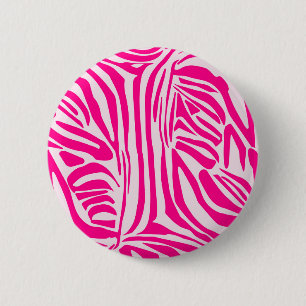 Pink zebra print 6 cm round badge