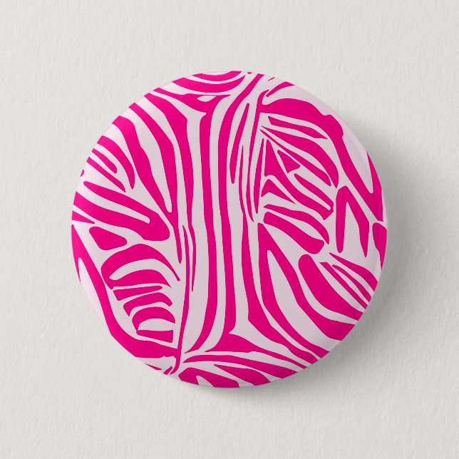 Pink zebra print 6 cm round badge (Front)