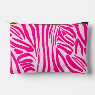 Pink zebra print accessory pouch