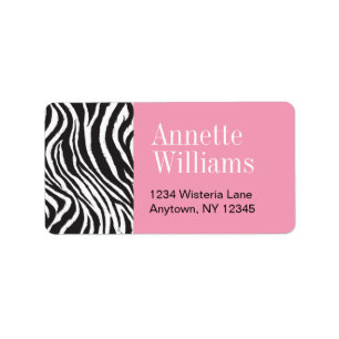 Pink & Zebra Print Address Labels