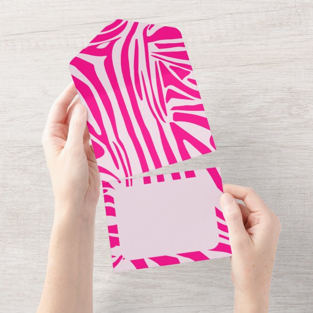 Pink zebra print all in one invitation (Tearaway)