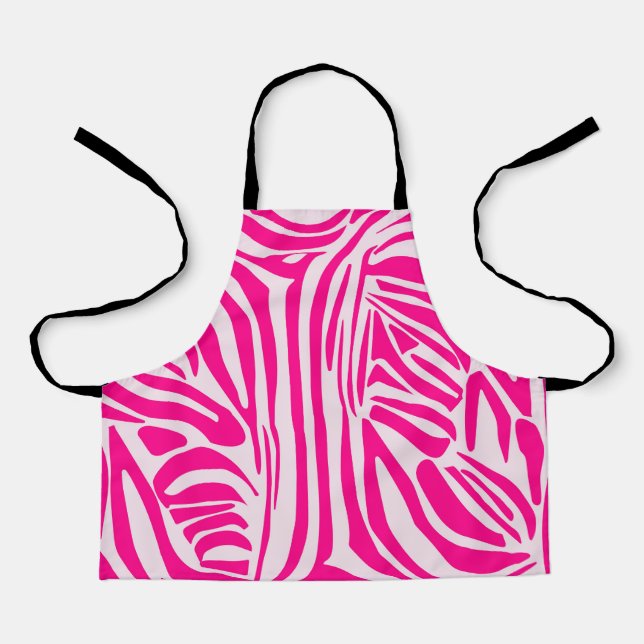 Pink zebra print apron (Front)