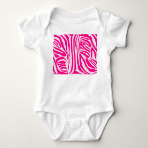 Pink zebra print baby bodysuit