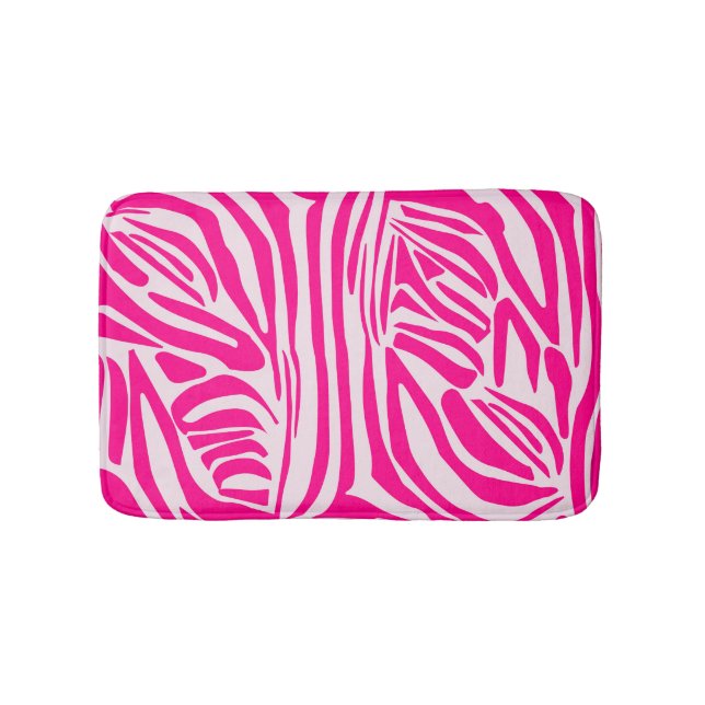 Pink zebra print bath mat (Front)