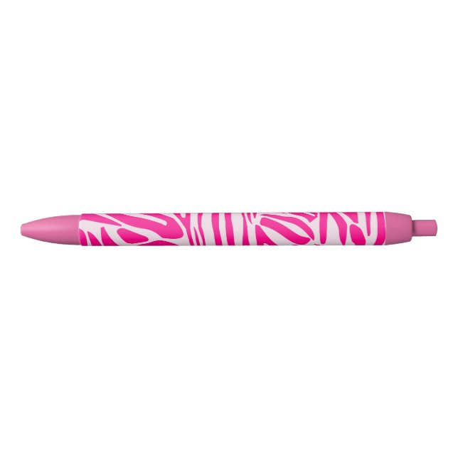 Pink zebra print black ink pen (Front)