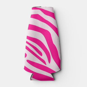 Pink zebra print bottle cooler