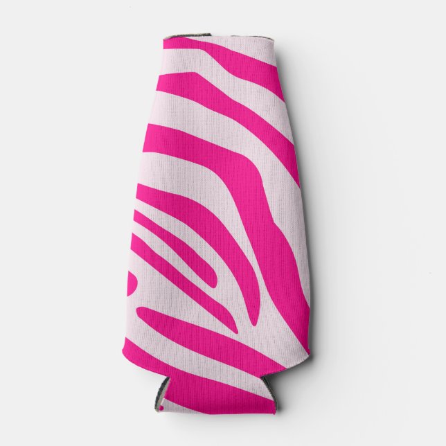 Pink zebra print bottle cooler (Front)