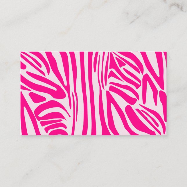 Pink zebra print business card (Front)