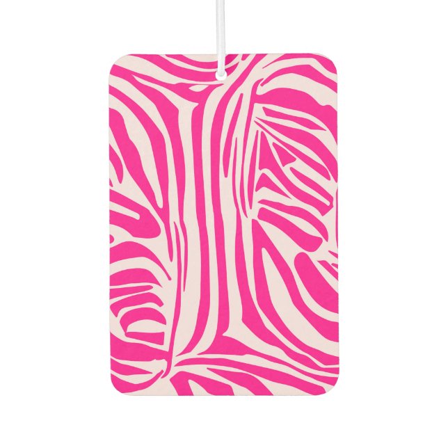 Pink zebra print car air freshener (Front)