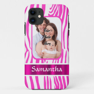 Pink zebra print iPhone 11 case