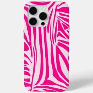 Pink zebra print iPhone 15 pro max case