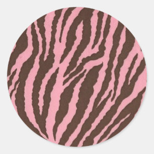 Pink Zebra Print Classic Round Sticker