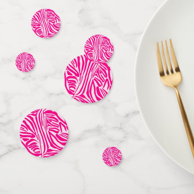 Pink zebra print confetti (Group)