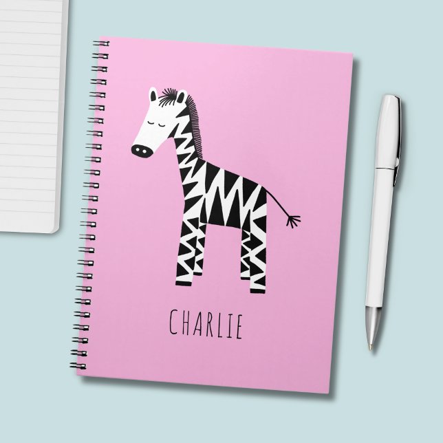 Pink Zebra print cute kids Notebook (Pink zebra print personalized notebook)