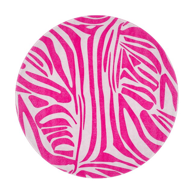 Pink zebra print cutting board (Front)