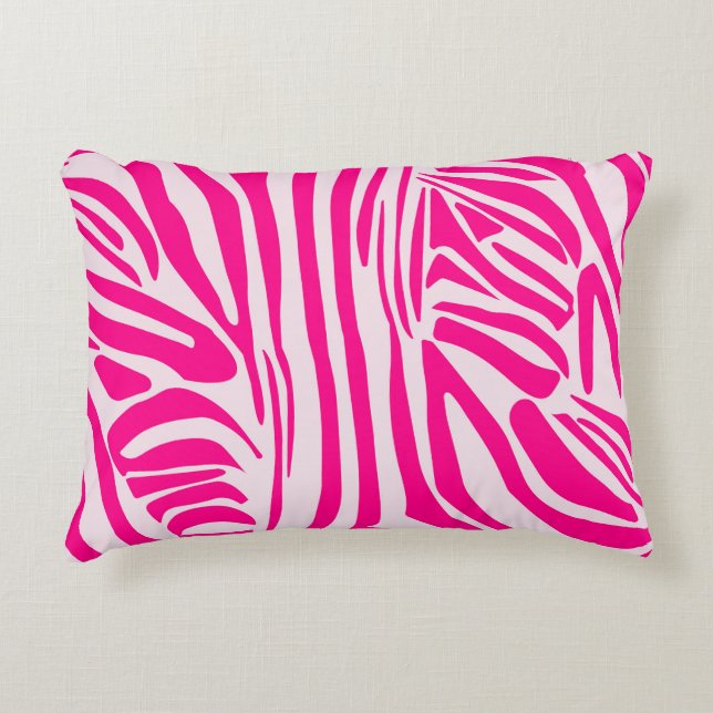 Pink zebra print decorative cushion (Front)